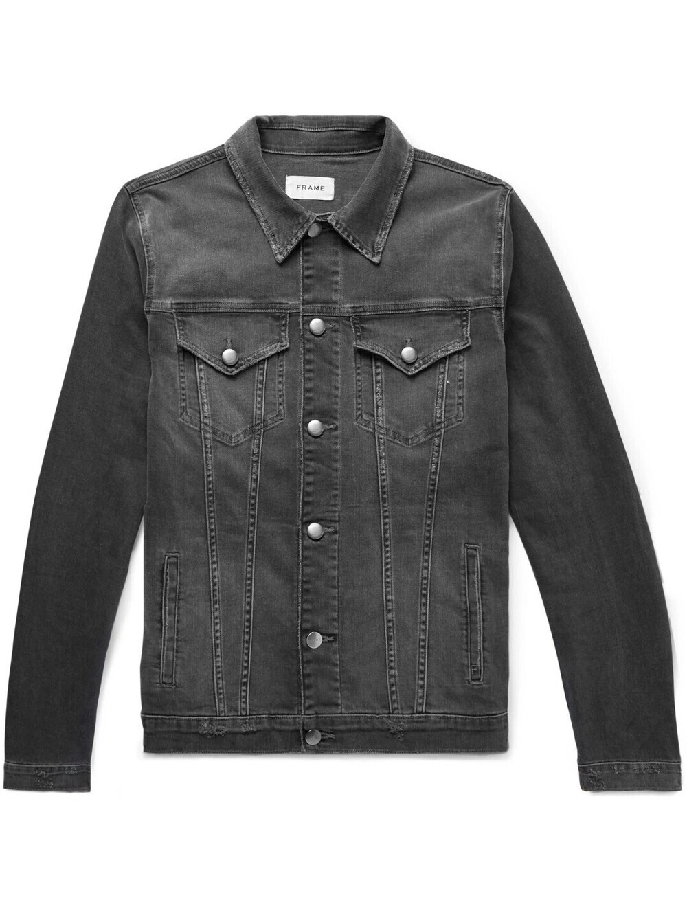FRAME Men’s Stretch Cotton Denim Trucker Jacket Dominic Charcoal Size XS